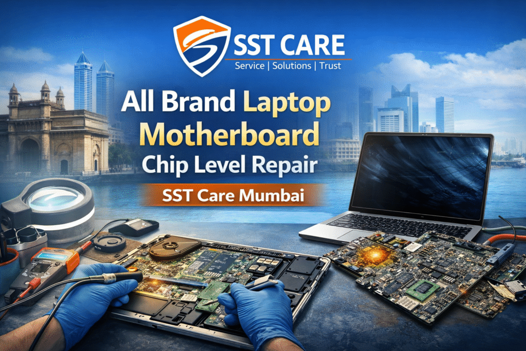 Is your laptop not turning on? Facing charging issues, no display, or sudden shutdowns? These problems often indicate a motherboard issue. At SST Care, we provide all brand laptop motherboard repair services in Mumbai with expert technicians and affordable pricing